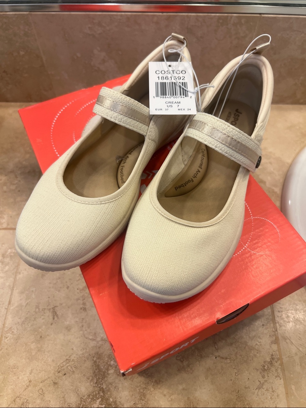 Casual Cream Mary Jane Sneakers with Hook-and-Loop Strap